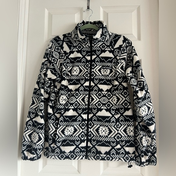 Columbia Black and White Helvetia fleece jacket. Women’s. Pockets. EUC! Size Lg. - Picture 1 of 11